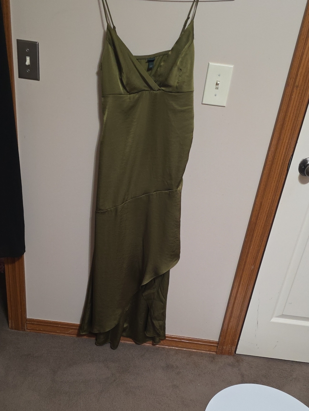 wild fable Olive Green Satin Slip Maxi Dress